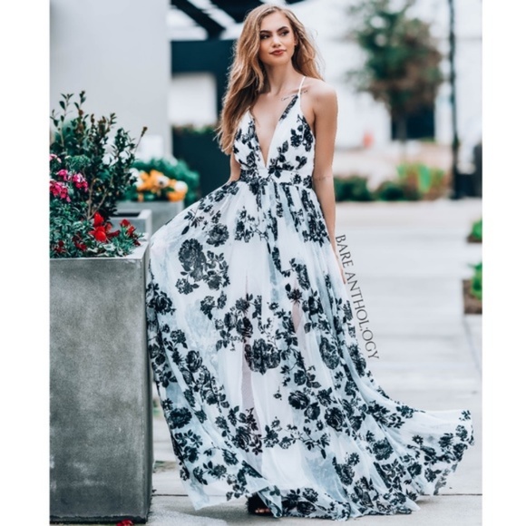 Luxxel Tulle Velvet Floral Maxi Dress - Picture 2 of 8